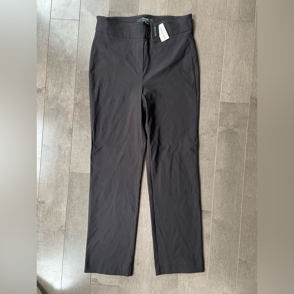 RW&CO high rise straight leg pull on ankle pants, black, size M
